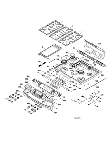 CONTROL PANEL & COOKTOP Diagram and Parts List for P2S975SER2SS  General Electric Range