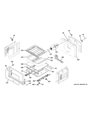 Lower Oven Diagram and Parts List for CGB550P3M1D1  General Electric Range
