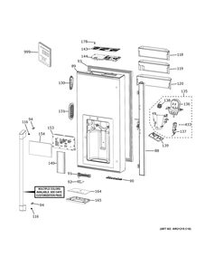 Dispenser Door Diagram and Parts List for CXE22DP4PBW2  General Electric Refrigerator