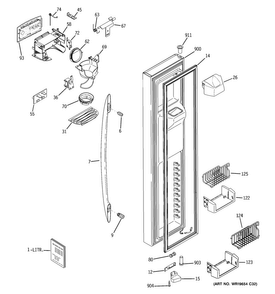 Freezer Door Diagram and Parts List for CSW25LSWASS  General Electric Refrigerator