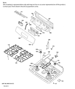 CONTROL PANEL & COOKTOP Diagram and Parts List for JCGB650SEF3SS  General Electric Range