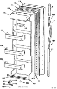 REFRIGERATOR DOOR Diagram and Parts List for 39761-1  General Electric Refrigerator