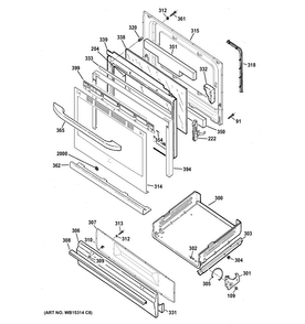 Door & Drawer Parts Diagram and Parts List for JGBS60GLF1SA  General Electric Range