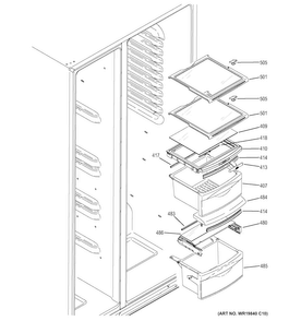 Fresh Food Shelves Diagram and Parts List for GSS25CSHBCSS  General Electric Refrigerator