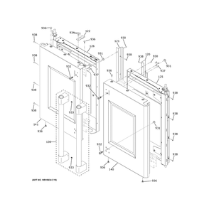 Upper Doors Diagram and Parts List for ZTDX1FPSN4SS  General Electric Wall Oven