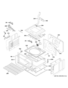 Lower Oven Diagram and Parts List for CHS950P2M3S1  General Electric Range