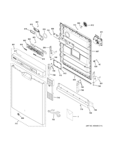 Part Location Diagram of WD34X22256 GE PANEL CONTROL Assembly