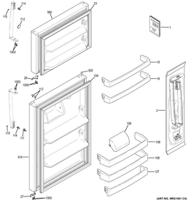 Doors Diagram and Parts List for GTE18LSHERSS  General Electric Refrigerator