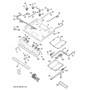 Gas & Burner Parts Diagram and Parts List for JGB770SEF2SS  General Electric Range