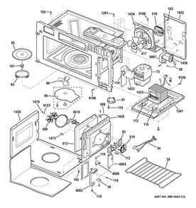 Interior Parts Diagram and Parts List for PVM9179EF3ES  General Electric Microwave