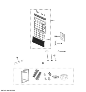 Room Air Conditioner Diagram and Parts List for AHEU08BCW1  General Electric Air Conditioner