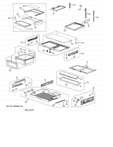 FRESH FOOD SHELVES Diagram and Parts List for PFSF6PKXFBB  General Electric Refrigerator