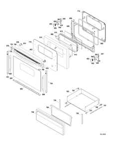 DOOR-DRAWER Diagram and Parts List for JCBP62DP2WW  General Electric Range