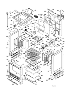 BODY PARTS Diagram and Parts List for P2S968SER2SS  General Electric Range