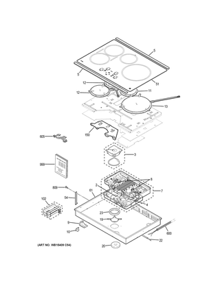Control Panel & Cooktop Diagram and Parts List for PHP9030BM1TS  General Electric Range