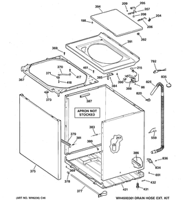 CABINET, COVER & FRONT PANEL Diagram and Parts List for CCXR1060B3WW  General Electric Washer