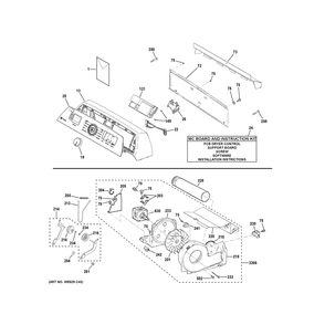 Backplash, Blower And Motor Assembly Diagram and Parts List for PTD70EBPT1RS  General Electric Dryer