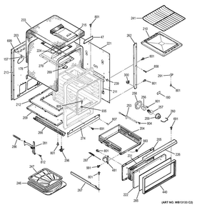 Body Parts Diagram and Parts List for JGRS06BEJ2BB  General Electric Wall Oven