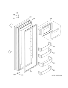 Fresh Food Door Diagram and Parts List for ZISS480DNKSS  General Electric Refrigerator