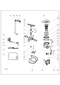 SUMP & MOTOR MECHANISM Diagram and Parts List for GDT410SIF0II  General Electric Dishwasher