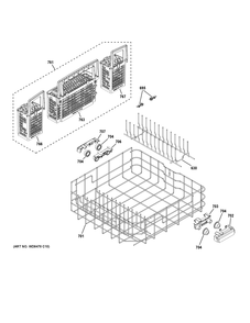 LOWER RACK ASSEMBLY Diagram and Parts List for GDF570SGJ2CC  General Electric Dishwasher