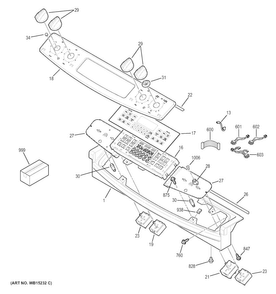 Control Panel Diagram and Parts List for JD750DF2BB  General Electric Range
