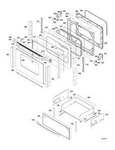 DOOR-DRAWER Diagram and Parts List for RCB790SJ5SA  General Electric Range