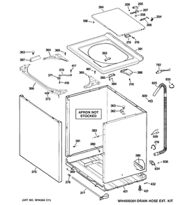CABINET, COVER & FRONT PANEL Diagram and Parts List for MNSR1090H6WW  General Electric Washer