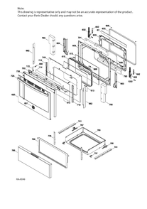 DOOR & DRAWER PARTS Diagram and Parts List for JCB630SJ1SS  General Electric Range