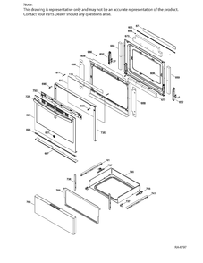 DOOR & DRAWER Diagram and Parts List for JCBS660SK1SS  General Electric Range