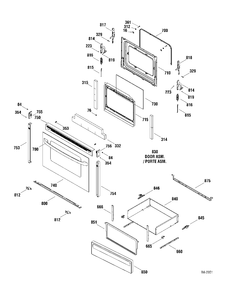 DOOR & DRAWER Diagram and Parts List for MCBS585WM2WW  General Electric Range