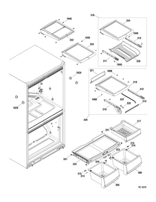 FF SHELVES Diagram and Parts List for PDRF0MBXARWW  General Electric Refrigerator