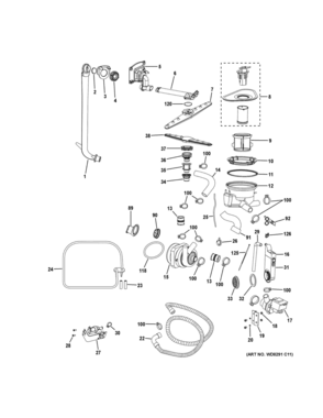 MOTOR PUMP MECHANISM Diagram and Parts List for QDT125SSK0SS  General Electric Dishwasher