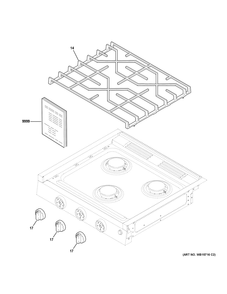 Control Panel And Cooktop Diagram and Parts List for PLU621RT1SS  General Electric Range