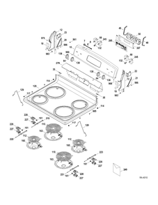 CONTROLS-COOKTOP Diagram and Parts List for JCBP40DP2WW  General Electric Range