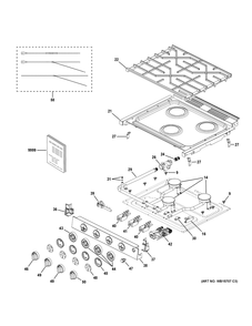 Control Panel And Cooktop Diagram and Parts List for PLD621EW1SB  General Electric Range