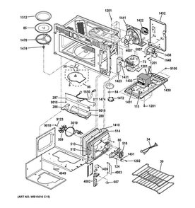 Interior Parts Diagram and Parts List for ZSA1202J2SS  General Electric Microwave