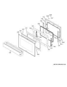 Door Diagram and Parts List for ZTS90DSSN3SS  General Electric Wall Oven
