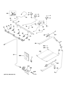 Gas And Burner Parts Diagram and Parts List for PGB935YP4FS  General Electric Range