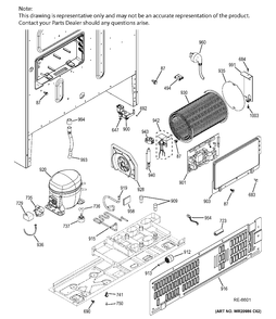 MACHINE COMPARTMENT Diagram and Parts List for PYE22PSHISS  General Electric Refrigerator