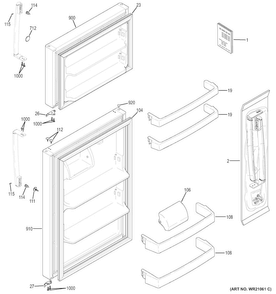 Doors Diagram and Parts List for GTE16GSHBRSS  General Electric Refrigerator