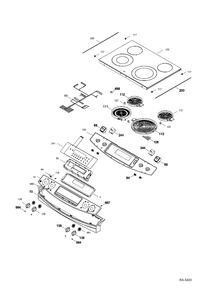 CONTROL PANEL & COOKTOP Diagram and Parts List for JCSP41SV3SS  General Electric Range
