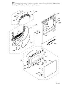 FRONT PANEL AND DOOR ASM Diagram and Parts List for MTX22EBMK0WW  General Electric Dryer