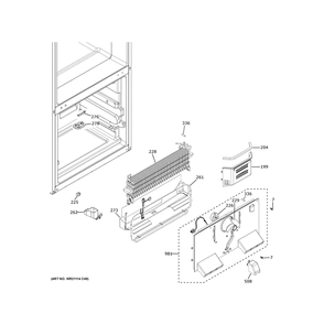 Freezer Section Diagram and Parts List for GBE21DYKJRFS  General Electric Refrigerator