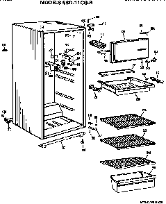 Cabinet Parts Diagram and Parts List for SSD11CGBLWH  Hotpoint Refrigerator