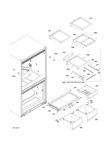 FF SHELVES Diagram and Parts List for PDRS0MBYGLSS  General Electric Refrigerator