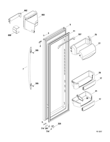 FF DOOR Diagram and Parts List for PSDS3YGXAFSS  General Electric Refrigerator