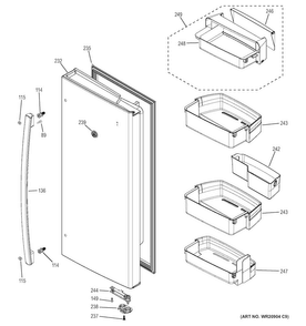 Fresh Food Door - Rh Diagram and Parts List for GFE29HGDBWW  General Electric Refrigerator
