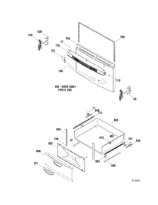 DOOR-DRAWER Diagram and Parts List for MCAS724M1WW  General Electric Range