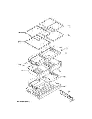 Part Location Diagram of WR71X30139 GE QUICK SPACE SHELF